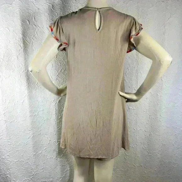 Savanna jane tan Aztec embroidered ruffle cap sleeve mini Dress - Picture 5 of 7